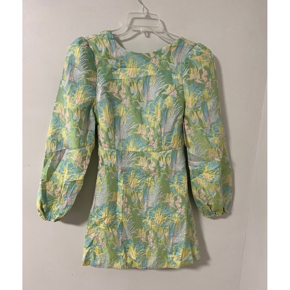 Floral Green Embossed Dress